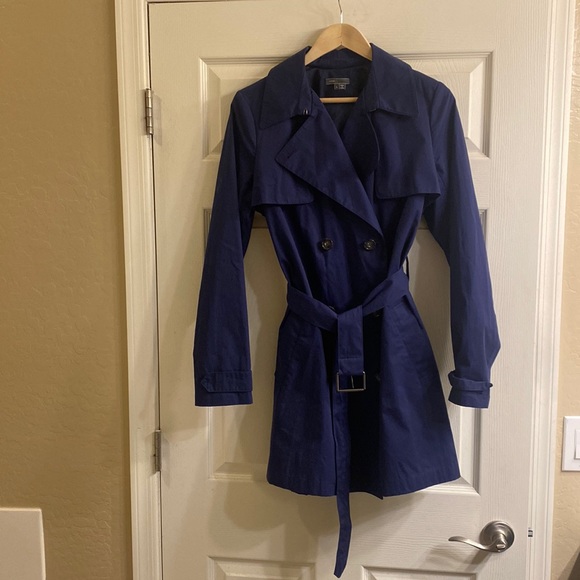 Vince Blue Cotton Double Breasted Trench Coat Sz Lg NWOT - Picture 2 of 7
